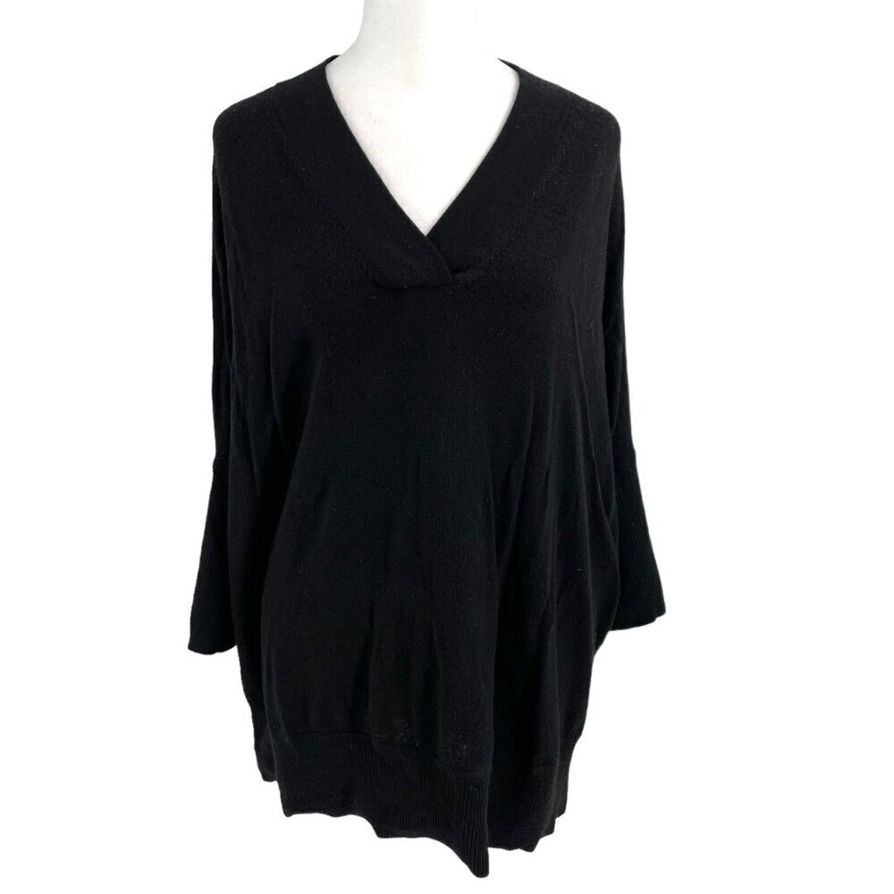 Anthropologie 100% Merino Wool Relaxed Boxy Pullover Sweater Black size Small